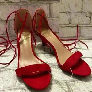 NWOT women’s Allegra K Red Suede Gladiator Strap Heel Shoes Size 9.5